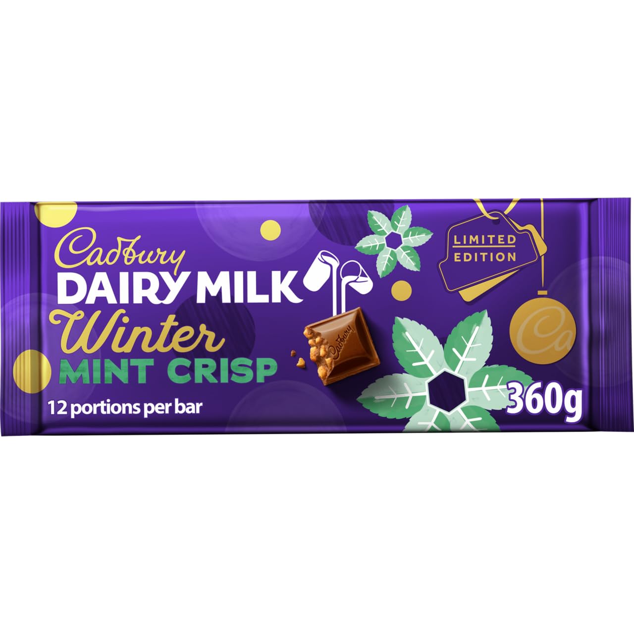 Cadbury Dairy Milk Winter Mint Crisp Edition 360g Chocolate Bar