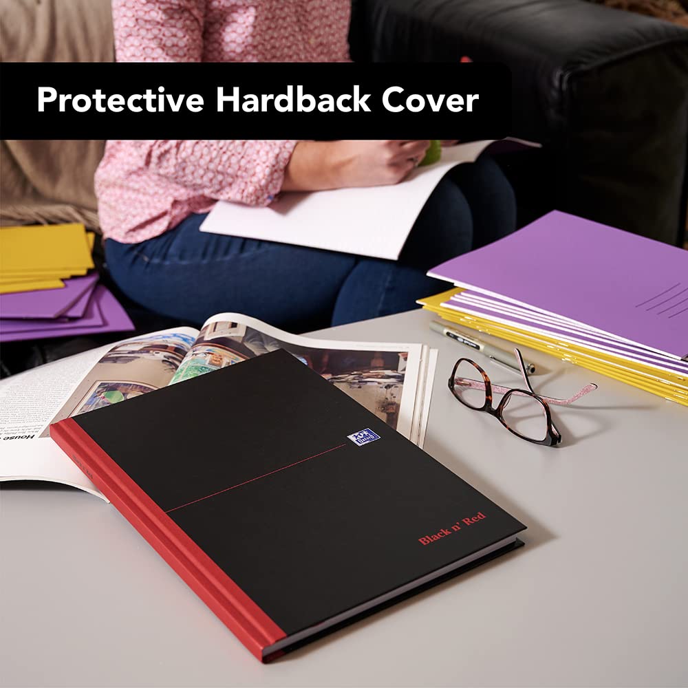 Black n' Red A6 Casebound Hardback Notebook - Ruled, 192 Pages, Black Cover with Red Spine 3