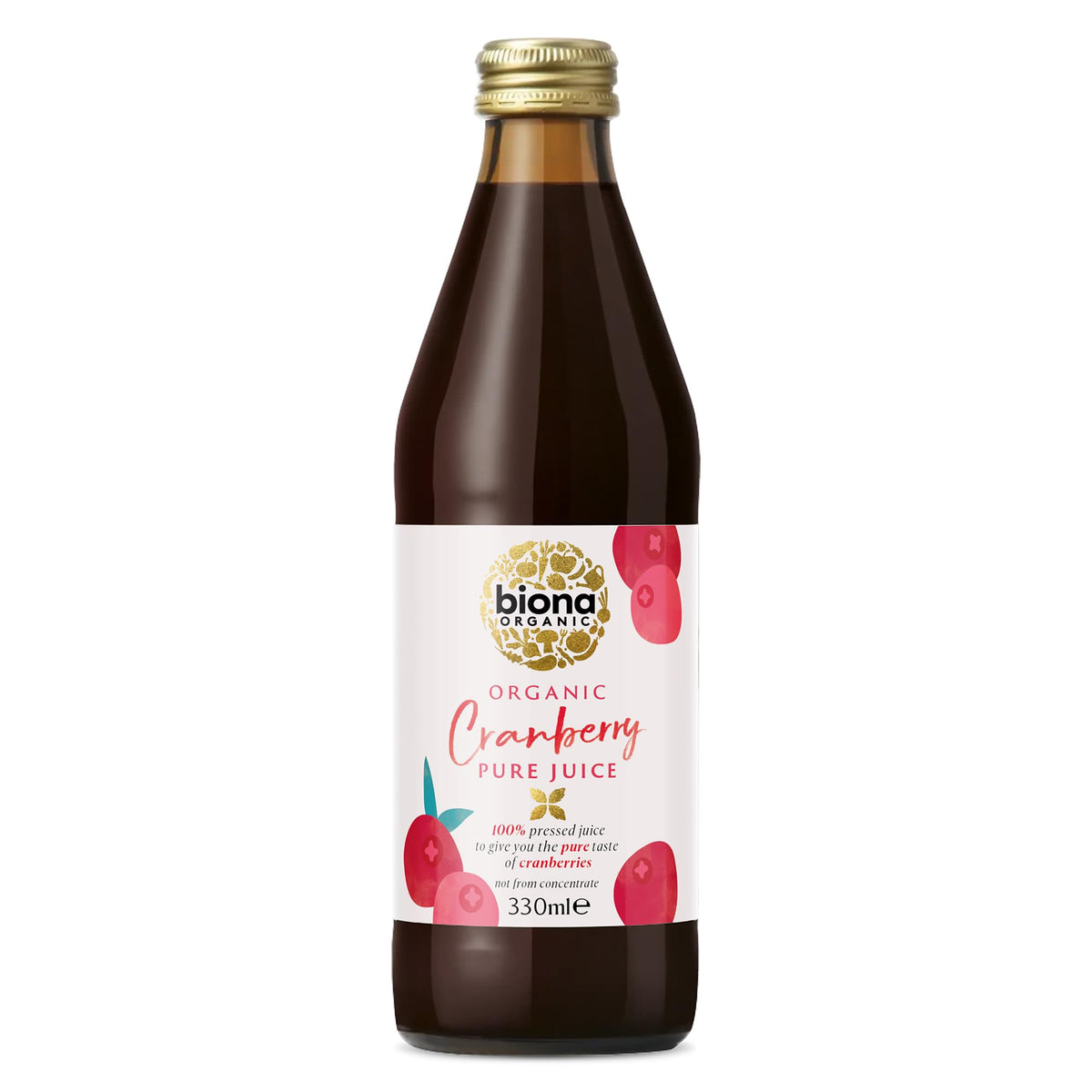 Biona Organic Cranberry Juice - 100% Pure Pressed Fruit | 330 ml