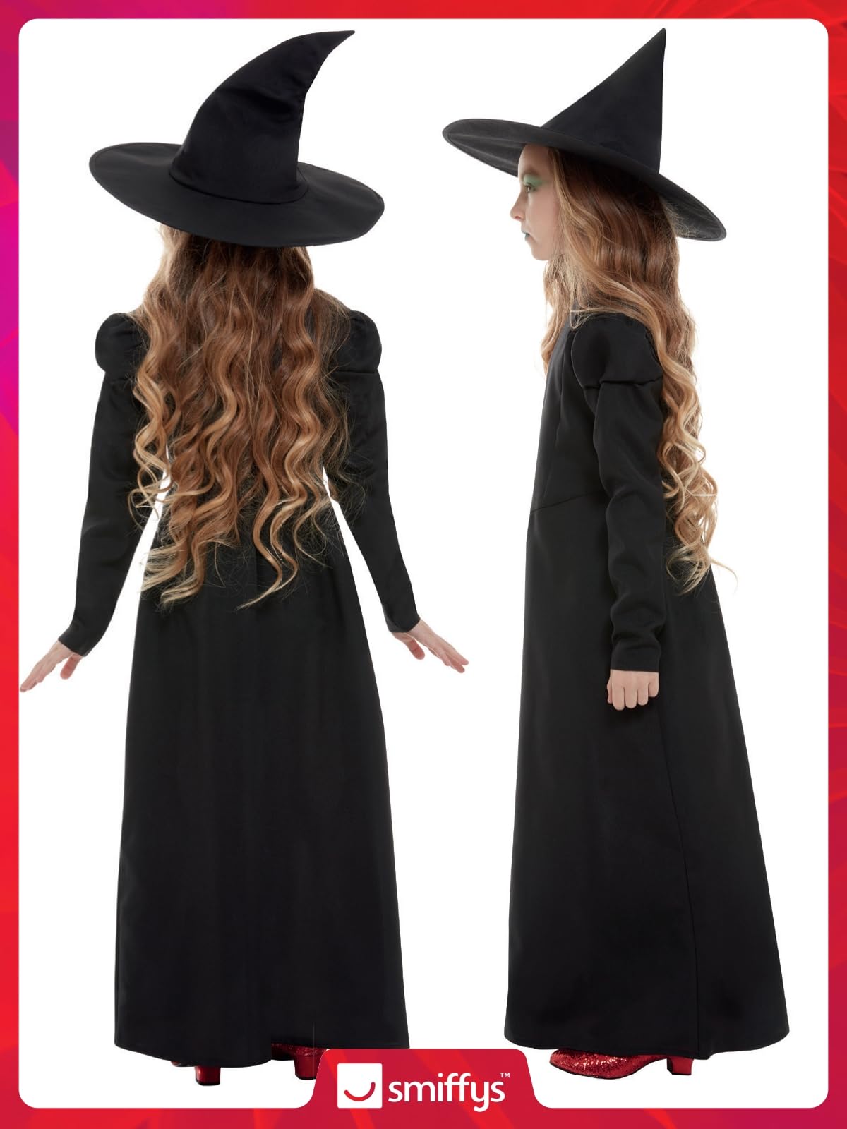 Smiffys Wicked Witch Girl Costume - Black Dress & Hat 5