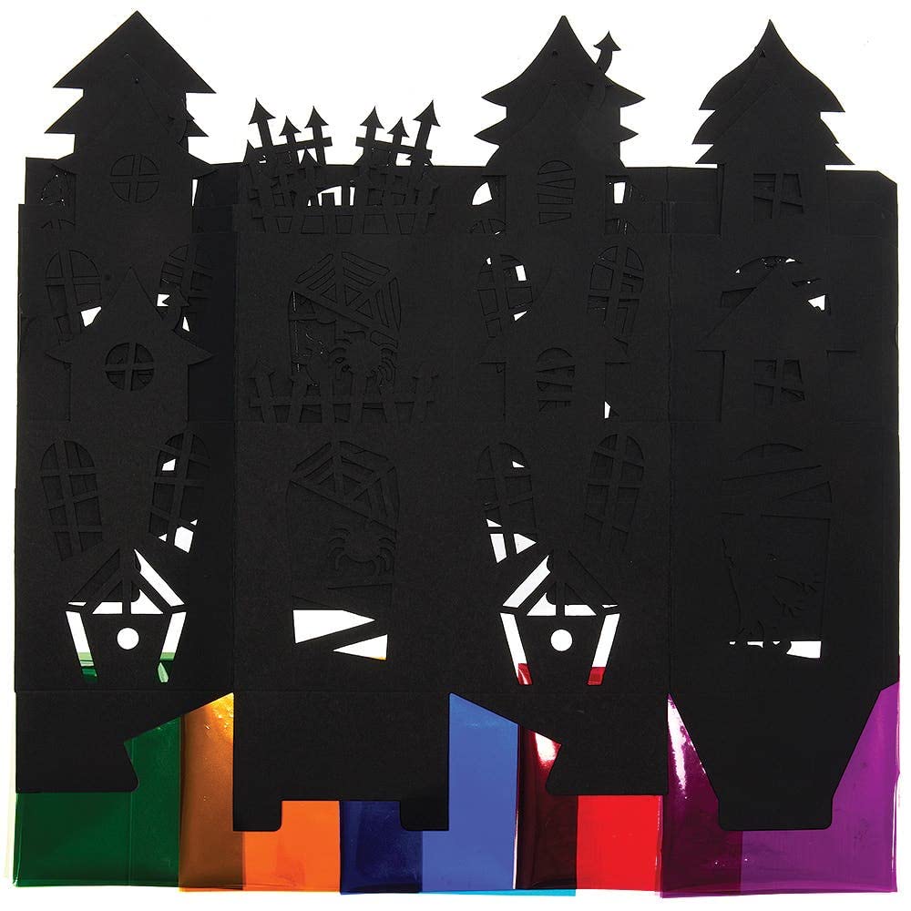 Baker Ross FX188 Haunted House Stained Glass Lantern Kits - Pack of 4