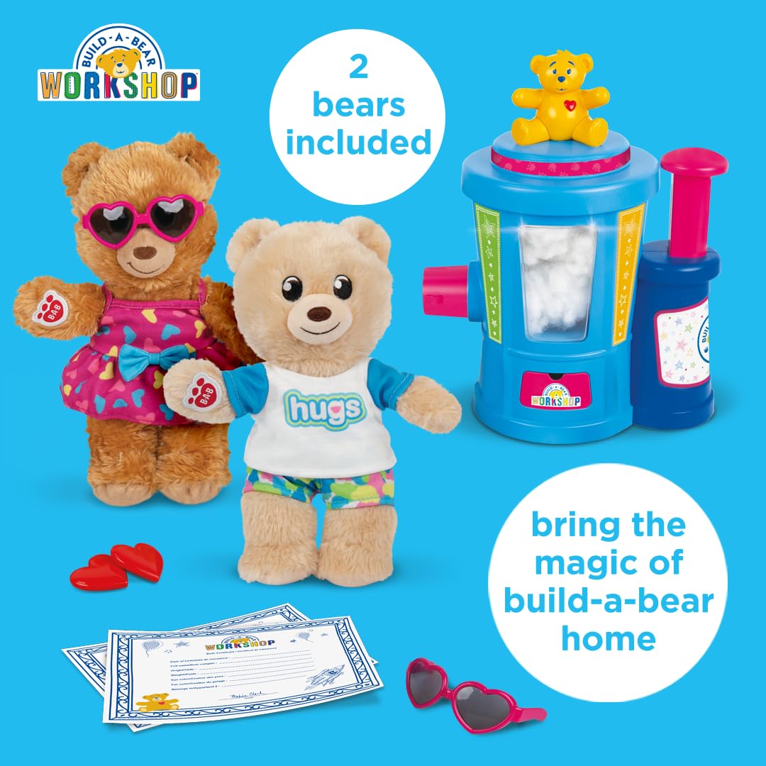 Casdon Build-A-Bear Workshop Toy Stuffing Station | Includes 2 Bears & Outfits | Ages 3+