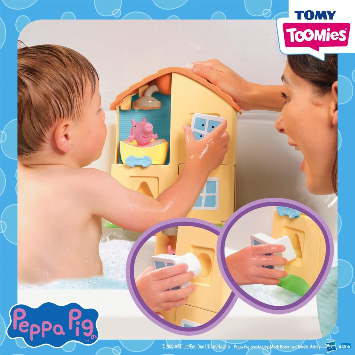 Peppa's House Bath Playset - Waterfall & Spinning Washing Machine Fun for Toddlers 4