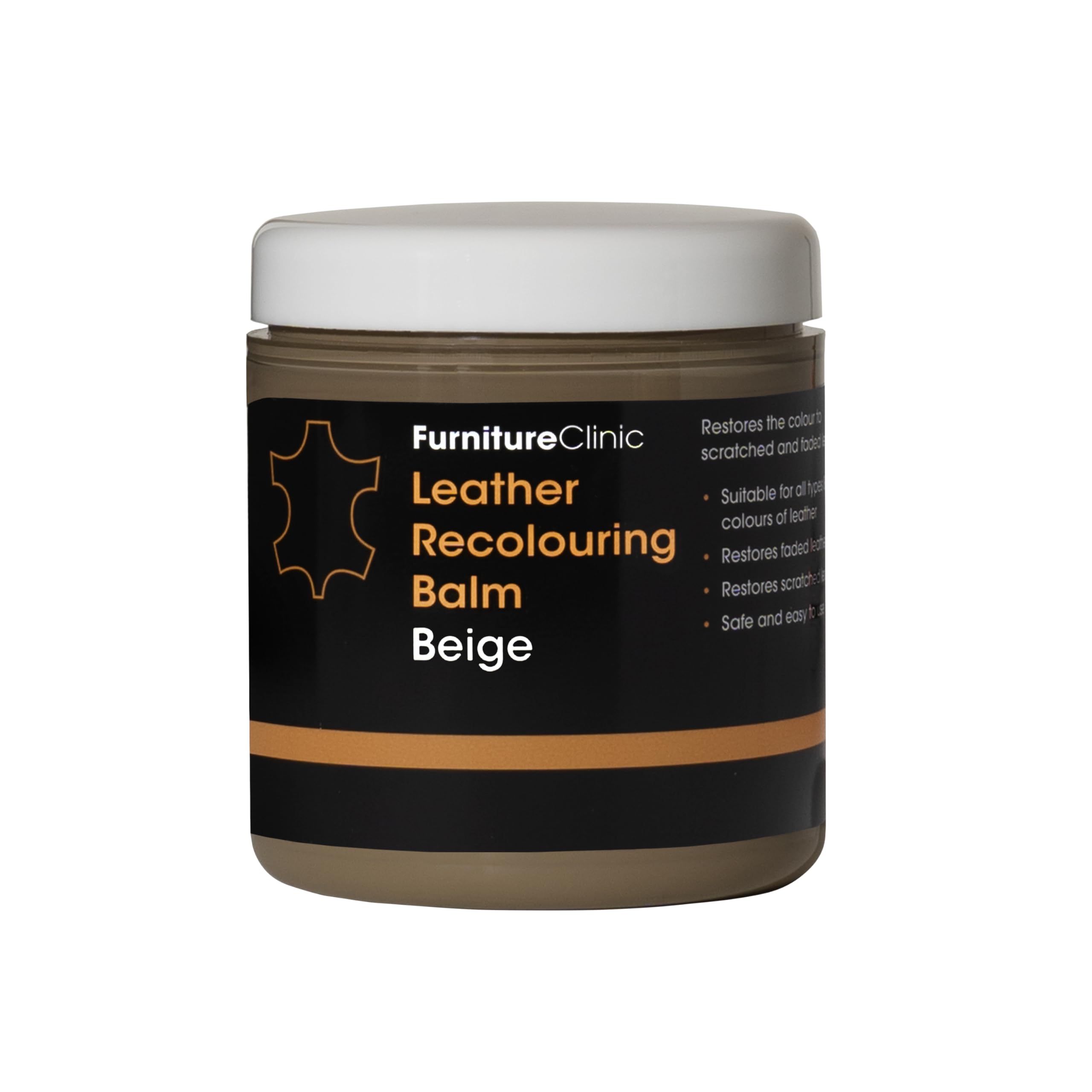 Furniture Clinic Leather Recolouring Balm - Beige Shade for Faded & Scratched Sofas, Car Seats, Shoes, Clothing 1