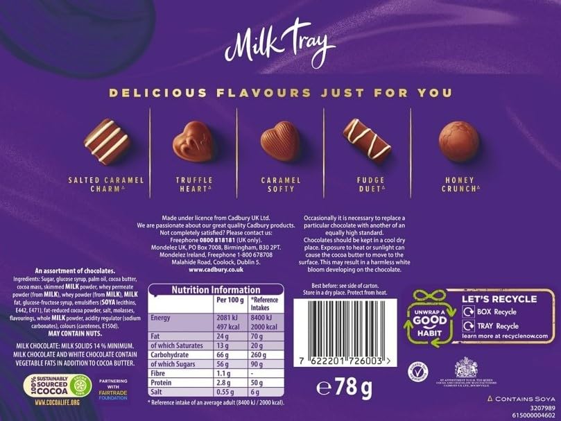 Cadbury Milk Tray Chocolate Box - Assorted Milk Chocolates Gift Set | 78g Pack 2