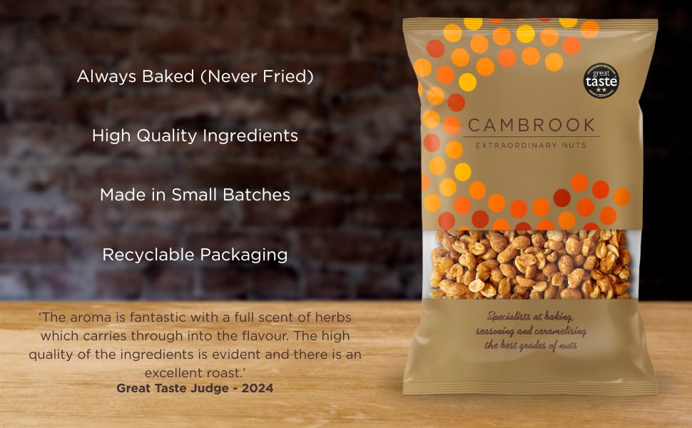 Cambrook Dry Roasted Peanuts - 1kg Bag | Gluten-Free | Suitable for Vegans