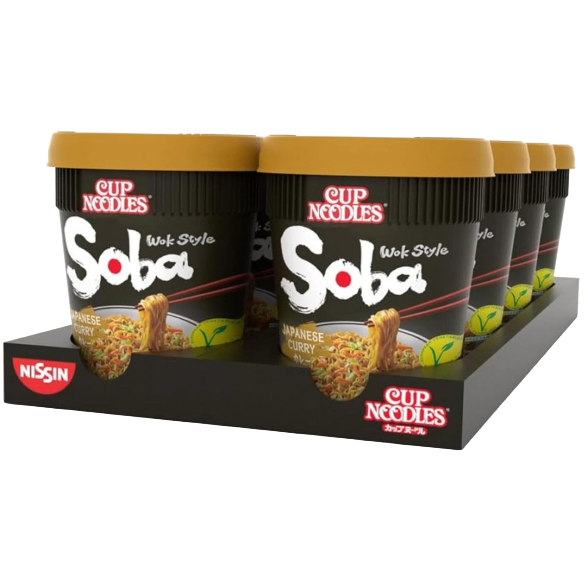 NISSIN Soba Japanese Curry Instant Wok Style Noodles Pot - 90g Pot, Pack of 8