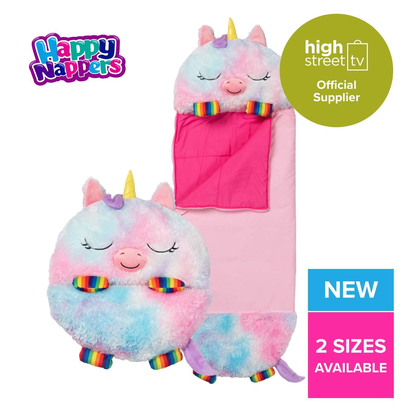 Happy Nappers Kinderschlafsack Regenbogen-Einhorn – Plüschtier und bequemer Schlafsack für Unisex-Jugendliche 4