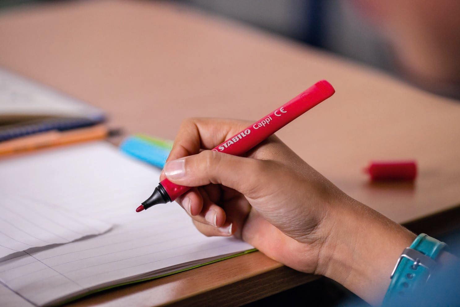 STABILO Cappi Felt Tip Pen Wallet - 12 Assorted Colors with Cap Ring for Kids 3