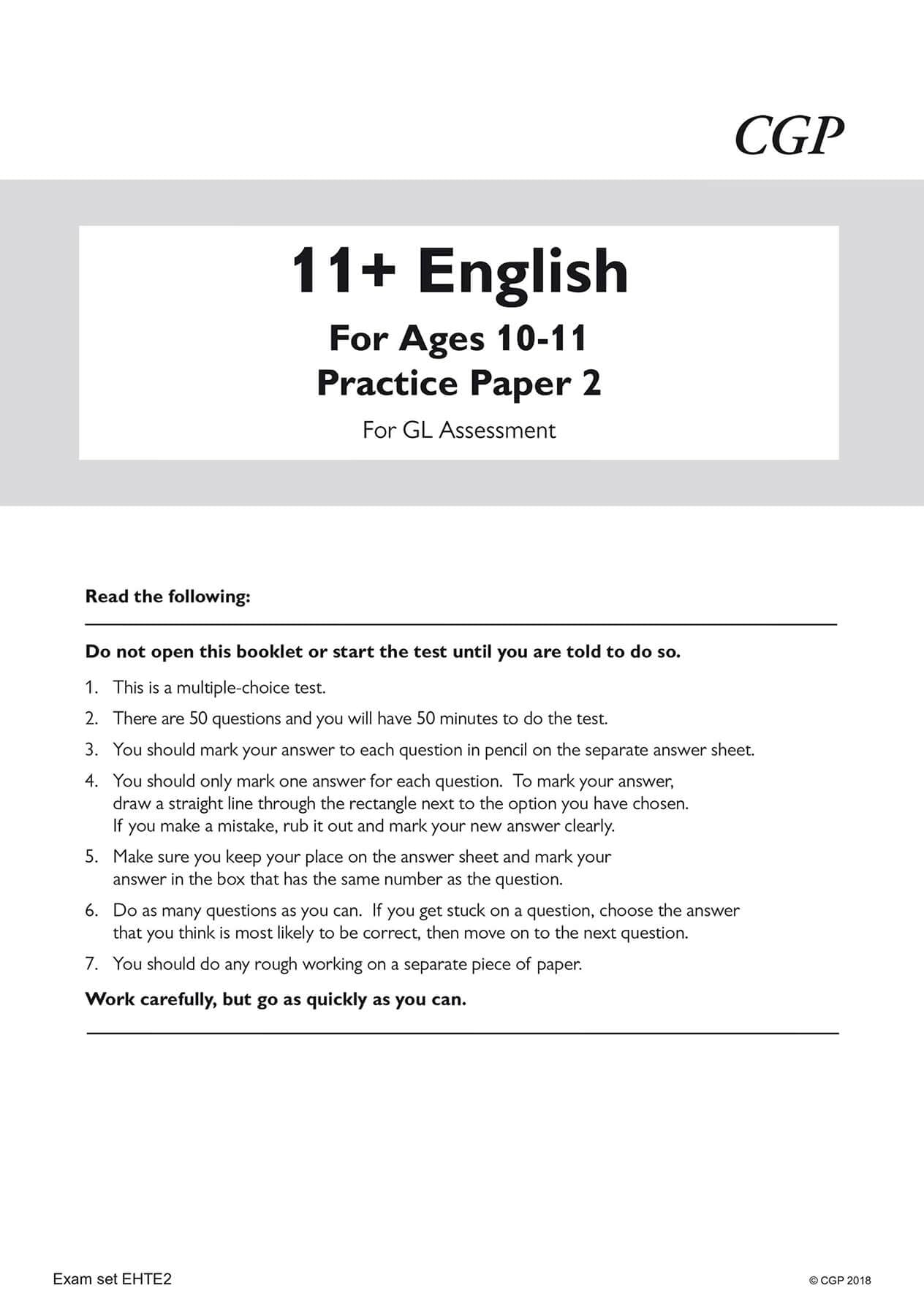 CGP Books 11+ GL English Practice Papers - Ages 10-11 | Pack 1 with Parents' Guide & Online Edition