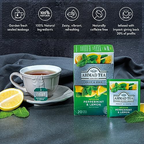 Ahmad Tea Peppermint & Lemon Fruit & Herbal Infusion - 20 Tea Bags 9