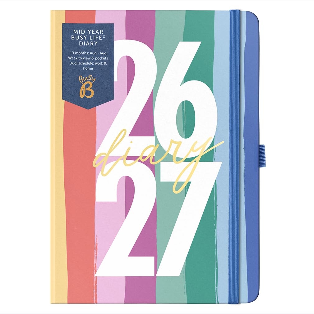 Busy B Diary - A5 Mid-Year Academic Weekly Planner | Aug 2026 - Aug 2027 | Stripe 1