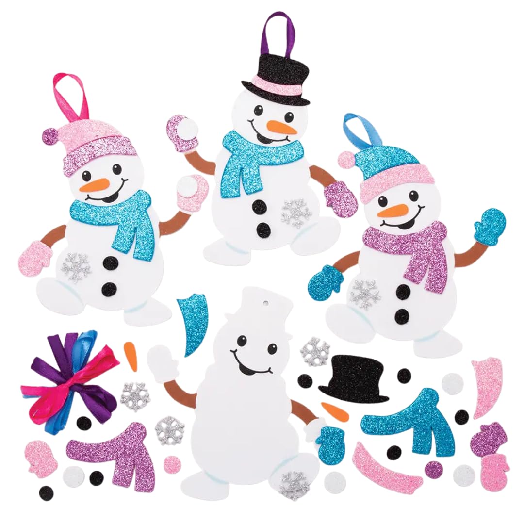 Baker Ross AT160 Snowman Mix & Match Decoration Kit - Christmas Craft for Kids Ages 3+
