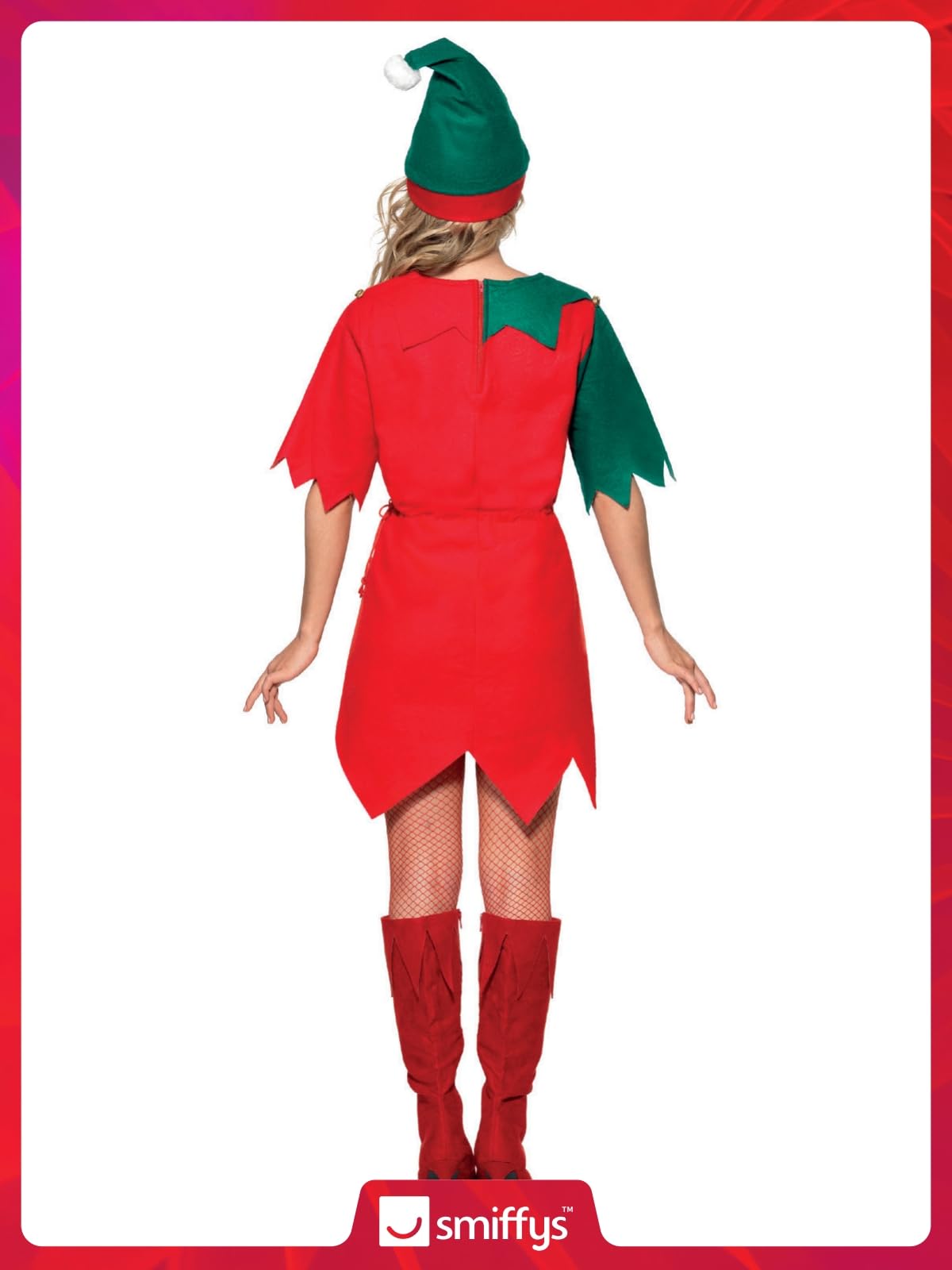 Smiffys Women's Elf Costume - Festive Holiday Tunic with Bells and Hat (Large) 6