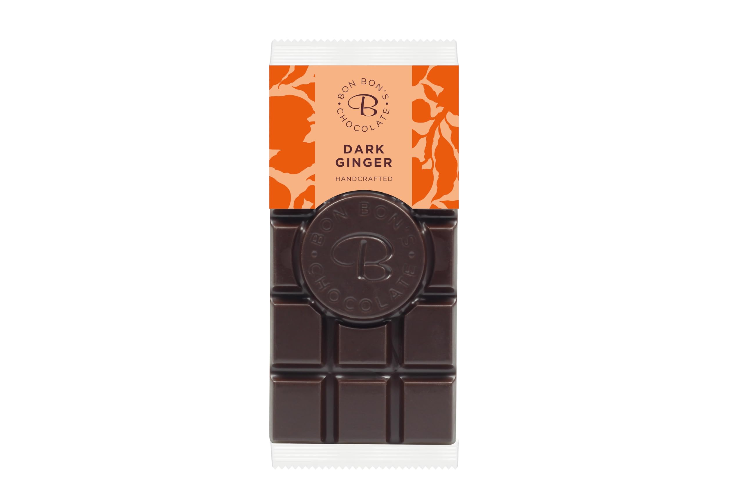 Bon Bon's Dark Chocolate Ginger Bar - 70g with 70% Cocoa & Crystallised Ginger 1