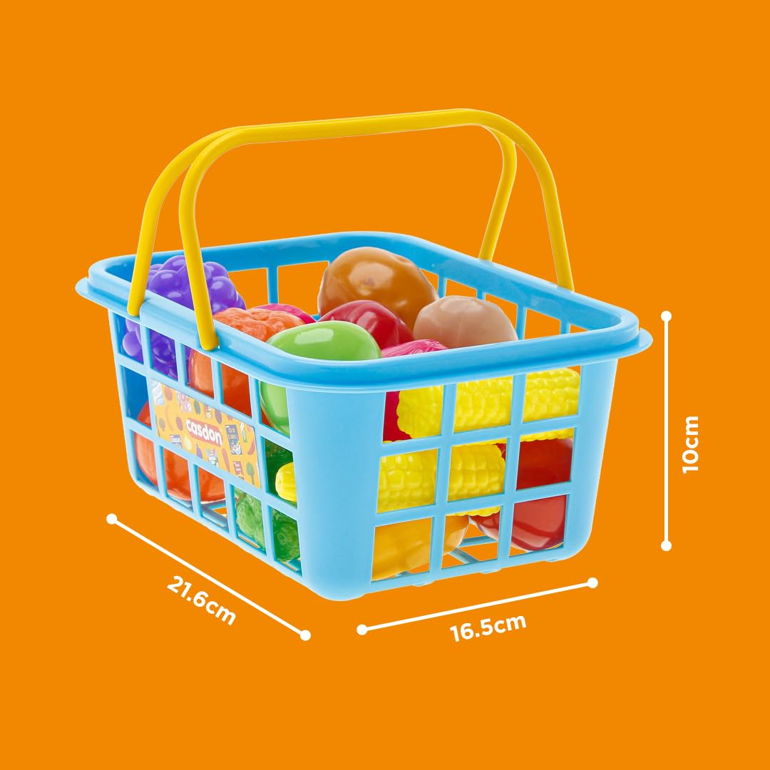 Casdon Fruit & Veg Assorted Toy Basket with 21-Piece Fruits and Vegetables Set for Pretend Play 5