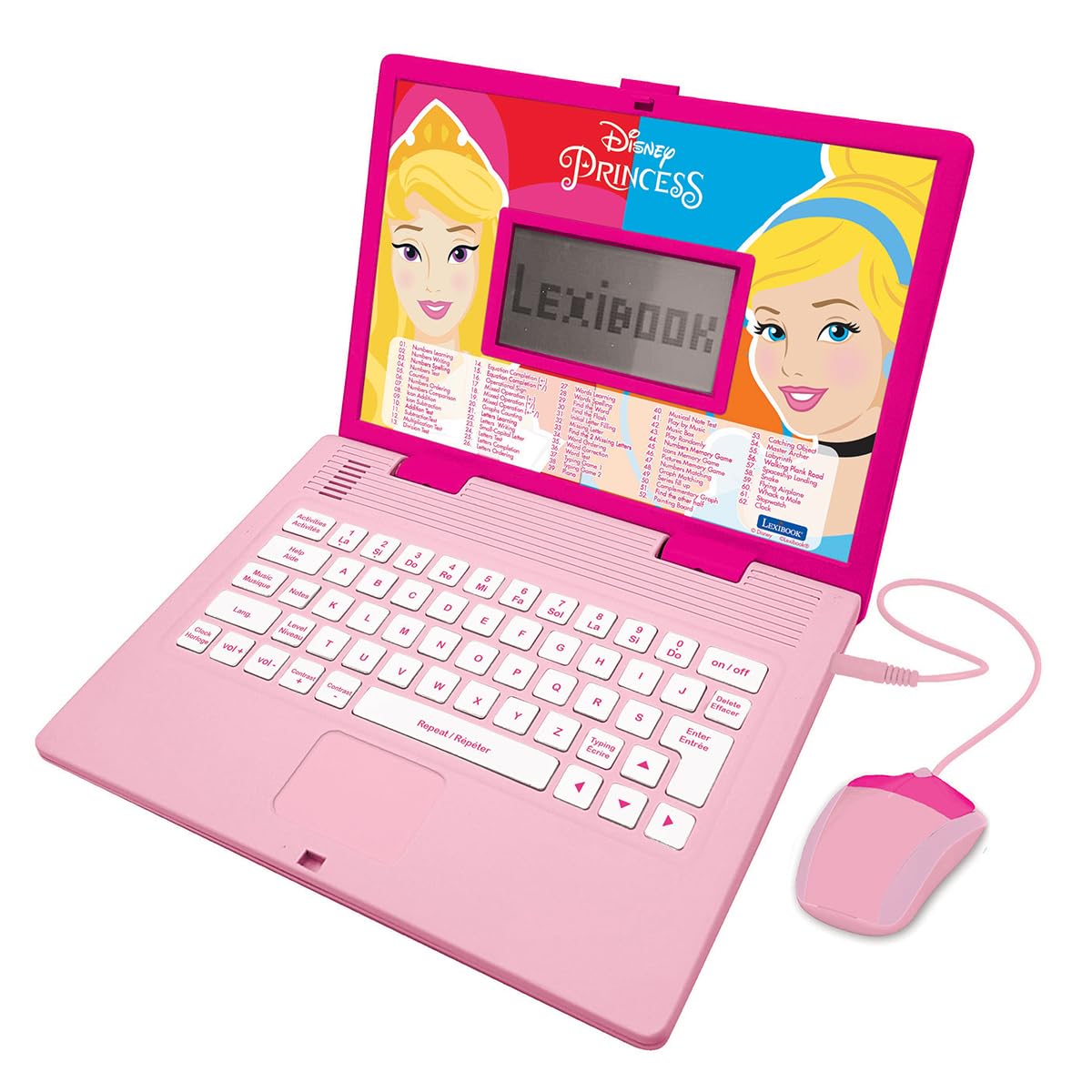 Lexibook Disney Princess Educational Bilingual Laptop - 124 Activities for Learning French & English