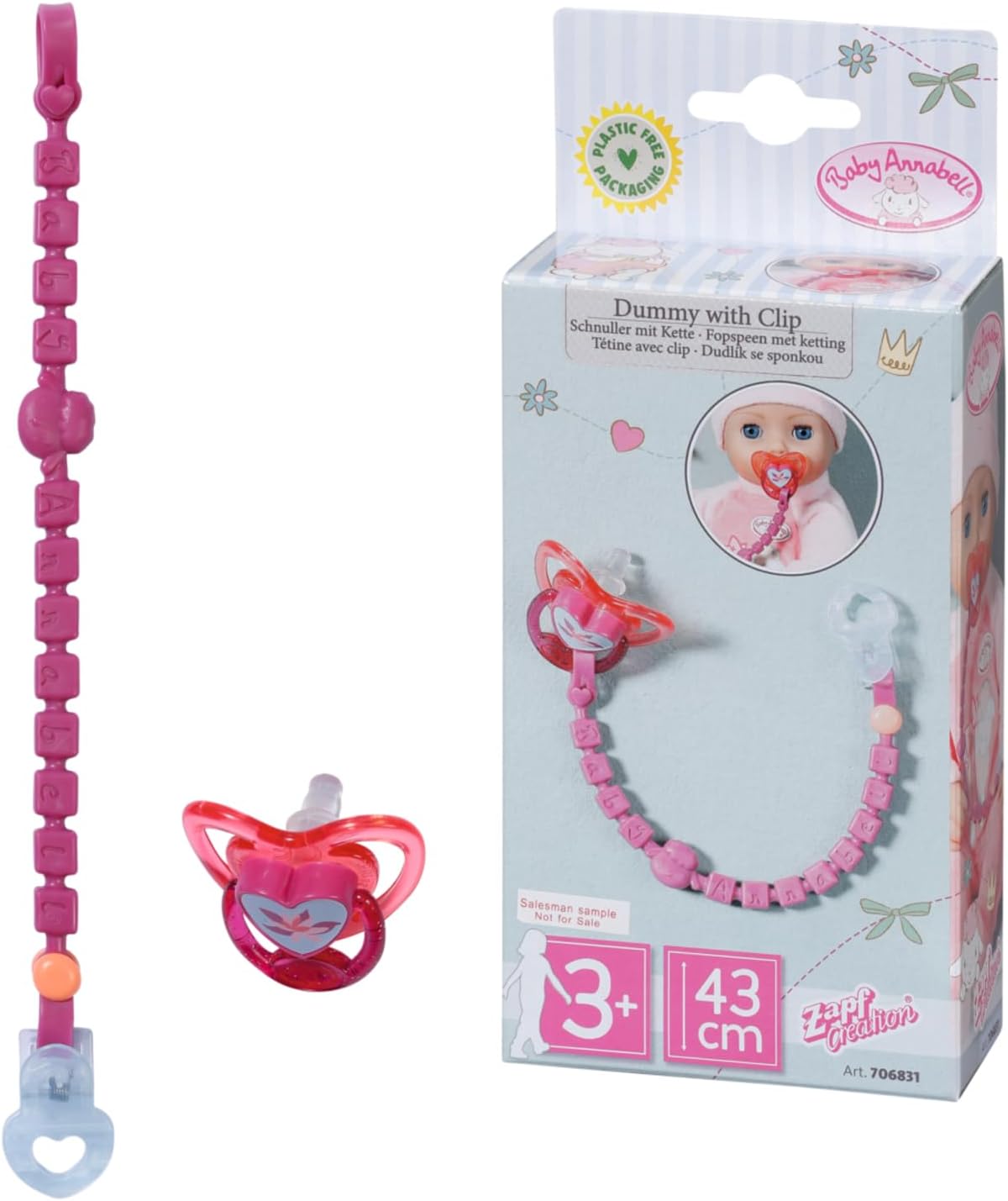 Baby Annabell Dummy with Clip 706831 - Accessory for Baby Annabell Dolls