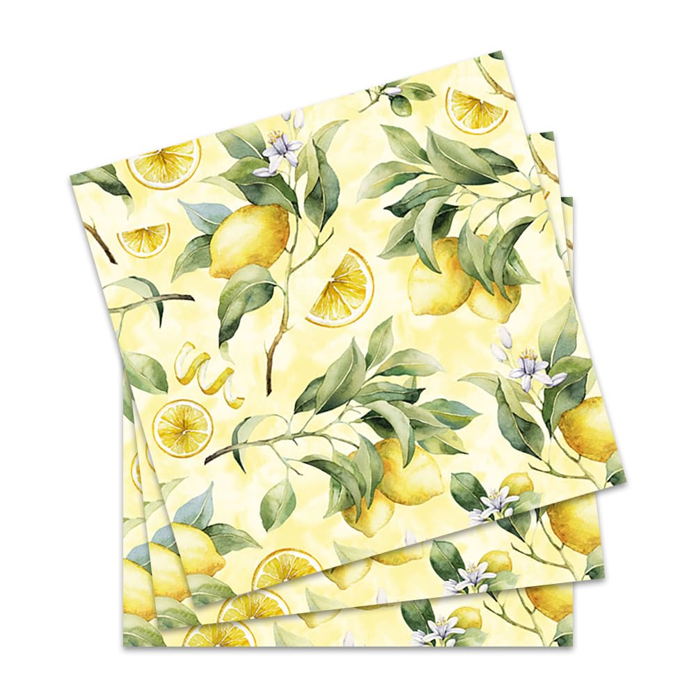 Anniversary House Tiflair Yellow Lemons Lunch Napkins - 3-Ply Paper | 13" x 13" | 20-Pack 4