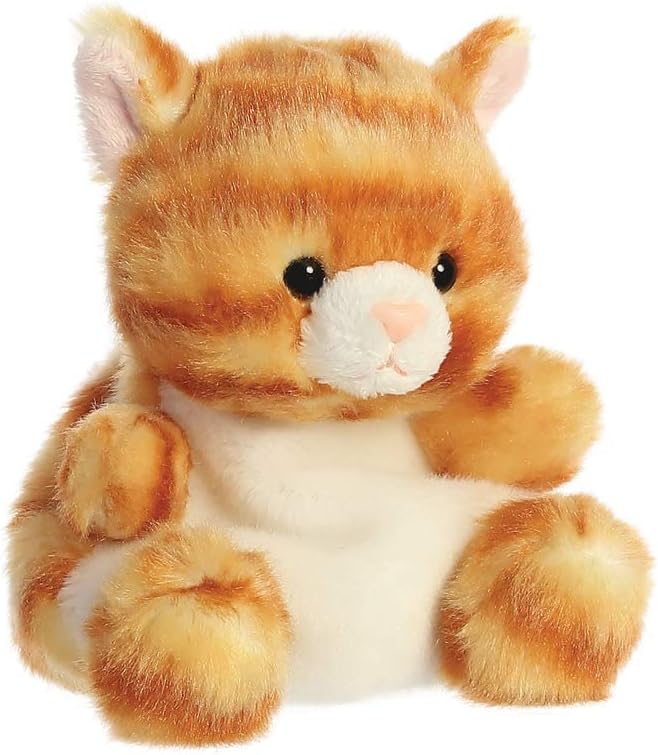 Aurora Palm Pals Meow Kitty Tabby Cat - Soft Bean-Filled Plush Toy, 5 inches, Orange 3