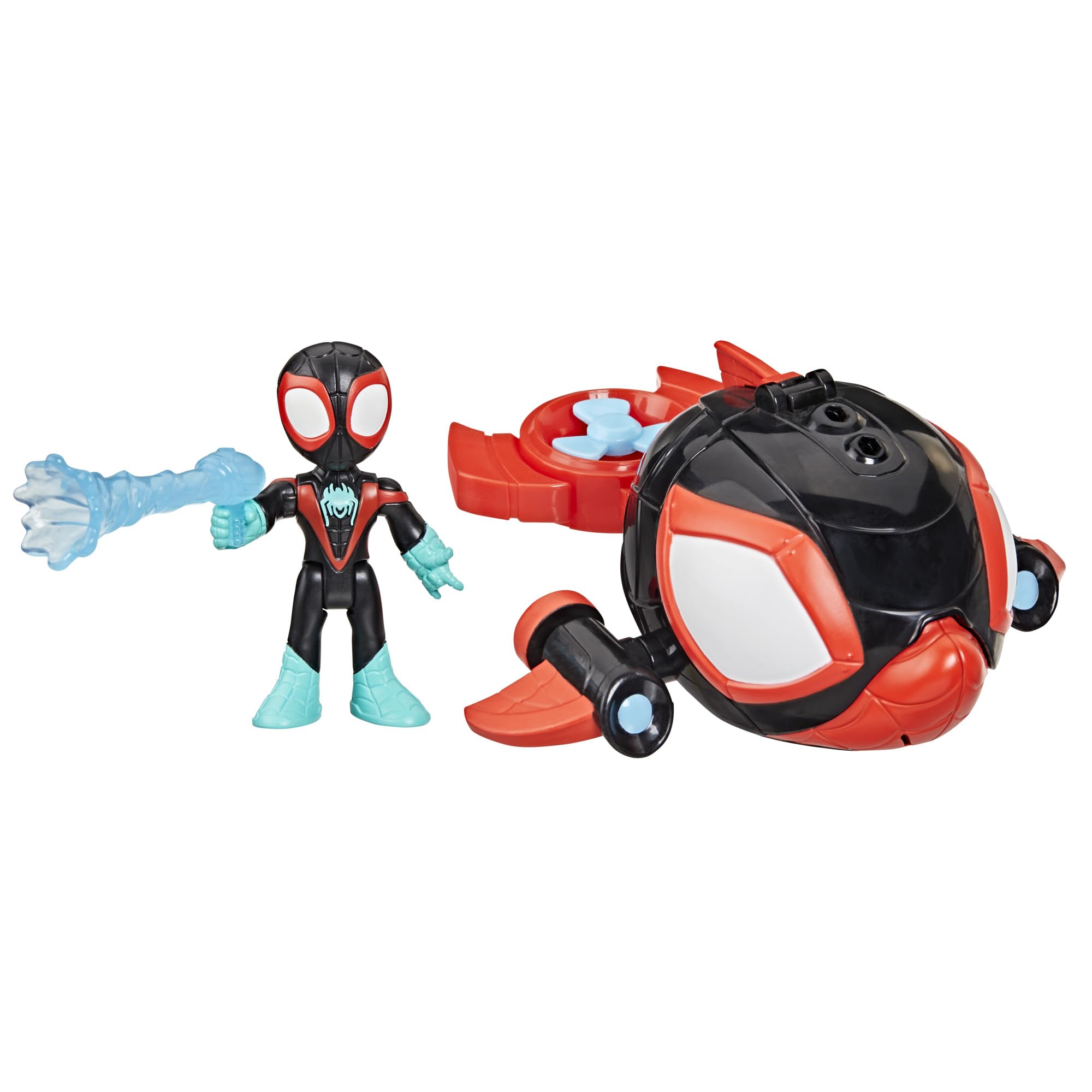 Spidey and His Amazing Friends Water-Webs Spin Dolphin Submarine Toy - Miles Morales Action Figure & Vehicle Playset, Ages 3+