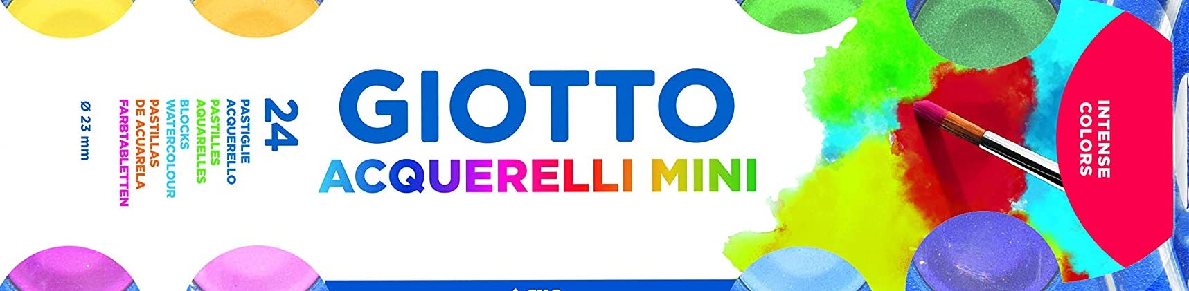 GIOTTO Watercolour Paint Set - 24 Blocks, Assorted Colours, Super Washable for Children 3