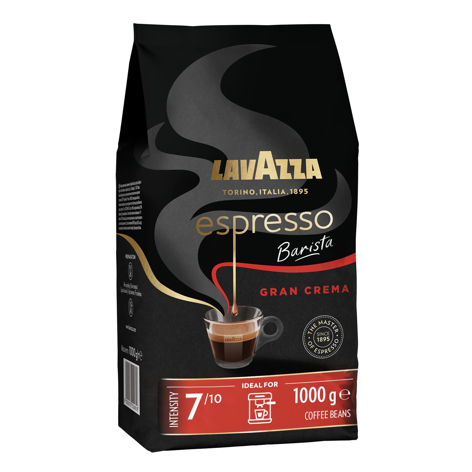 Lavazza Espresso Gran Crema Whole Coffee Beans - Intensity 7/10, Light Roast, Velvety Coffee 1