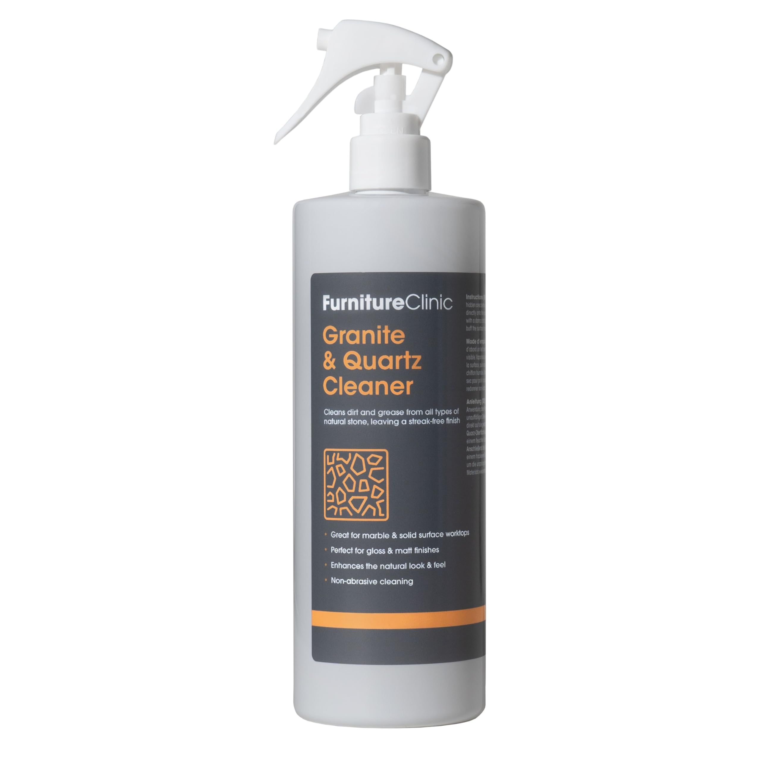 Furniture Clinic Granite & Quartz Spray Cleaner for Kitchen Worktops - 500ml | Streak-Free Finish