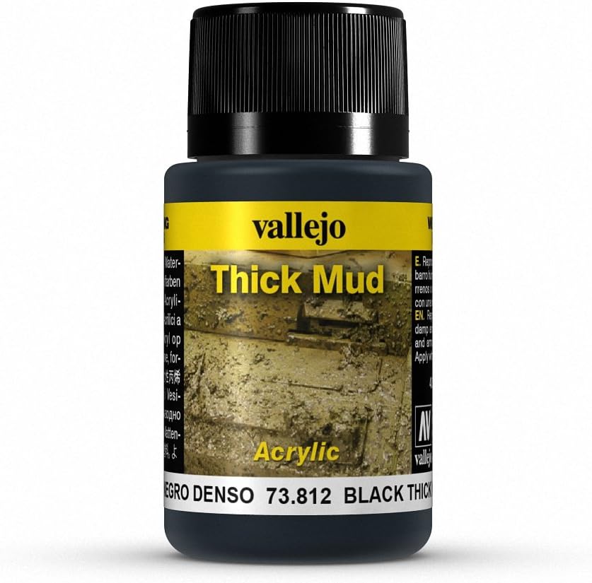 Vallejo Weathering Effects - Black Thick Mud Weathering Effect Bottle (40 ml)