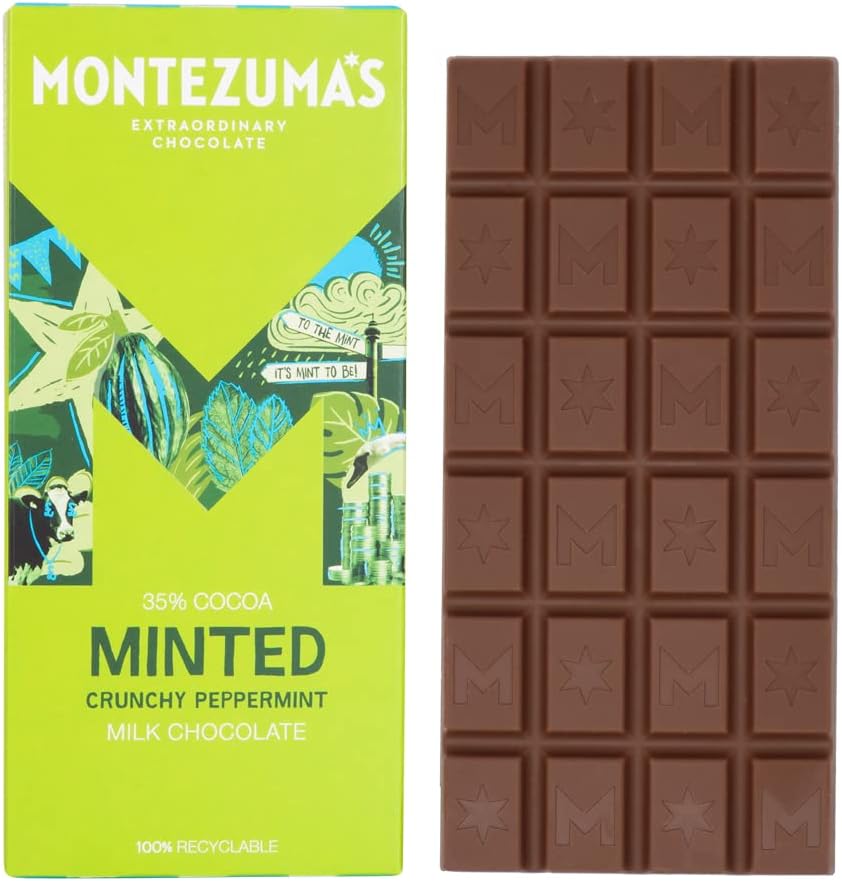 Montezuma's - Minted 35% Cocoa Milk Chocolate with Peppermint, Gluten-Free 90g Bar