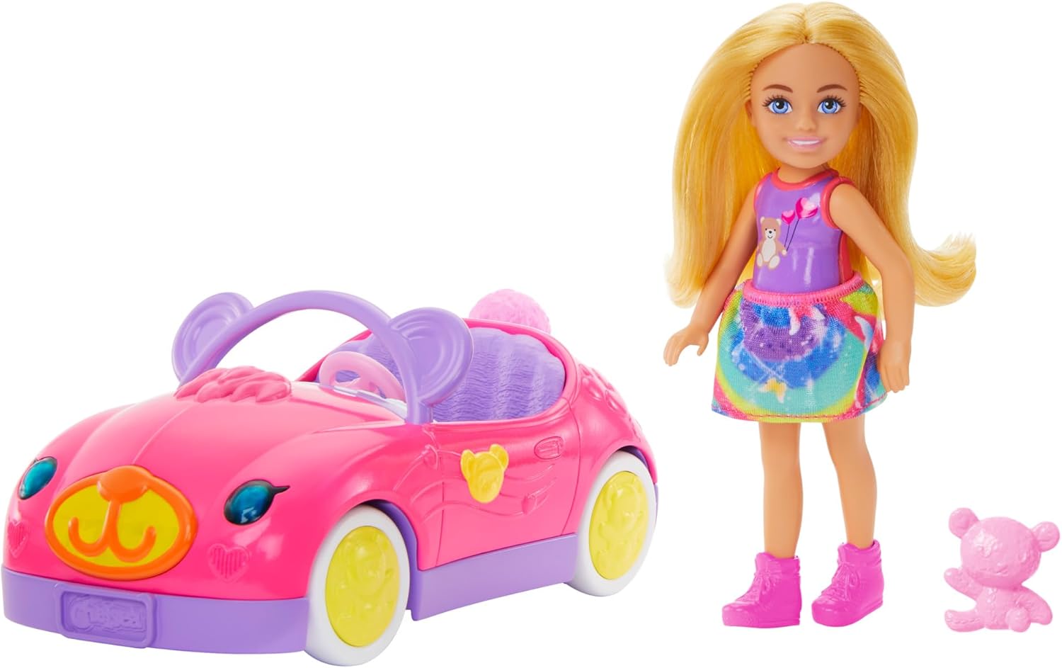 Barbie Chelsea Doll & Toy Car Playset - Bear-Themed Convertible with Teddy Bear Accessory