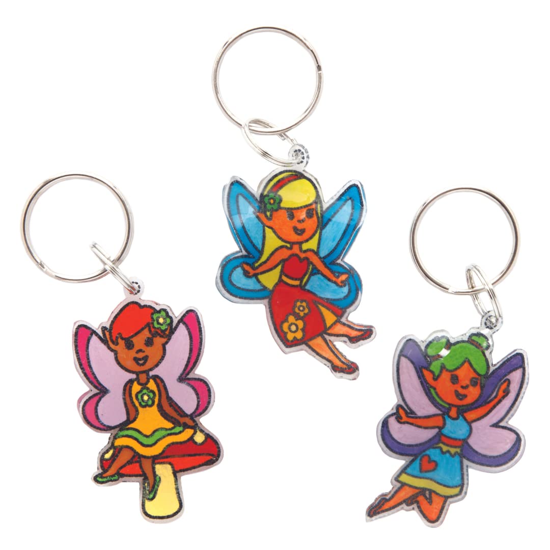Baker Ross Fairy Super Shrink Keyrings - Pack of 8 Assorted Fairy Designs 7