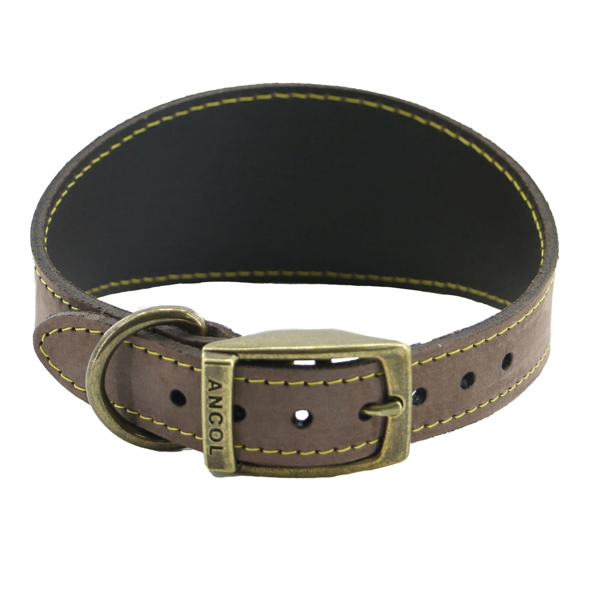 Ancol Timberwolf Leather Greyhound Collar Sable 34-43cm