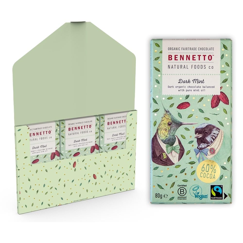 Bennetto Dark Mint Organic Dark Chocolate with 60% Cocoa & Pure Mint Oil - 270g