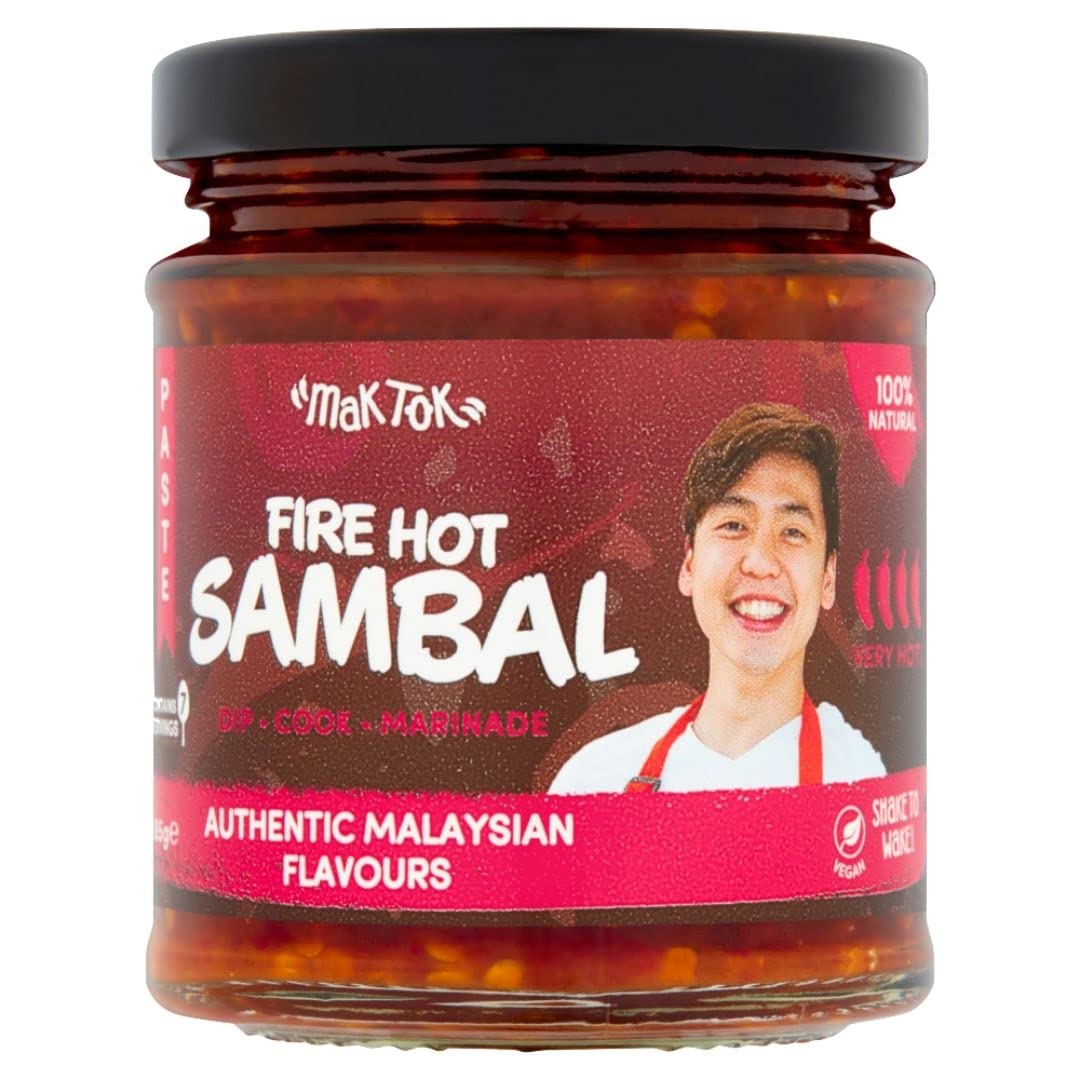 Mak Tok Authentic Gourmet Malaysian Hot Fire Chilli Paste - Very Hot | 185g | All Natural Ingredients 1