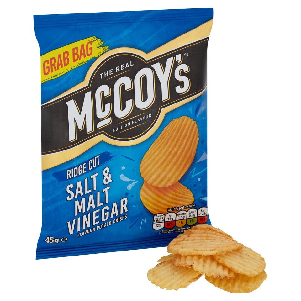 McCoys Salz- und Malzessig-Grab-Bag-Chips 45 g (Multipack mit 36 ​​Stück) – Ridges Range 7