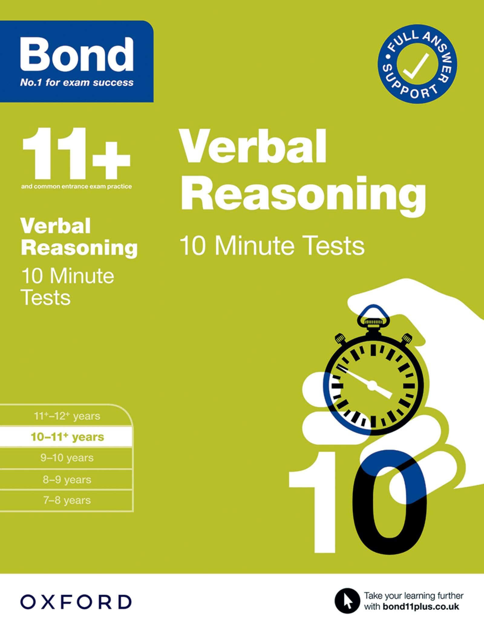 Bond 11+ Verbal Reasoning 10 Minute Tests - Ages 10-11 | Paperback | 64 Pages