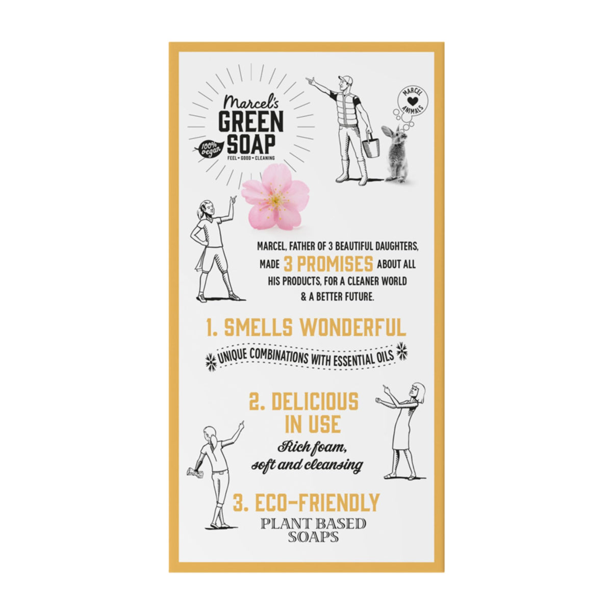 Marcel's Green Soap Body Bar Vanilla & Cherry Blossom - 150g, Vegan, Plastic-Free