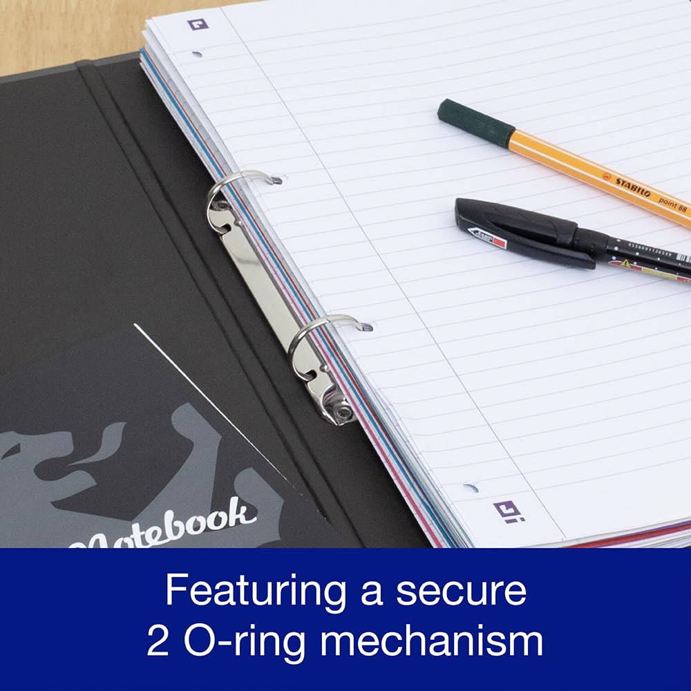 Oxford Premium A4 O-Ring Binder - Charcoal Black | 25mm Capacity | Laminated Paper on Board 3