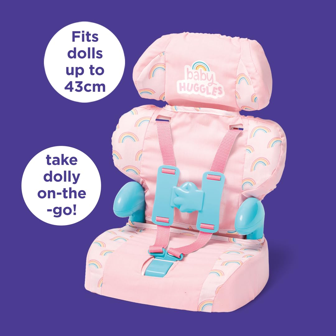 Casdon Baby Huggles Car Booster Seat - Pink Doll Playset for Ages 3+ 7