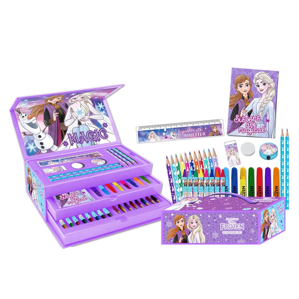 Disney Frozen 44 Piece Colouring Case with Pens, Pencils, and Crayons