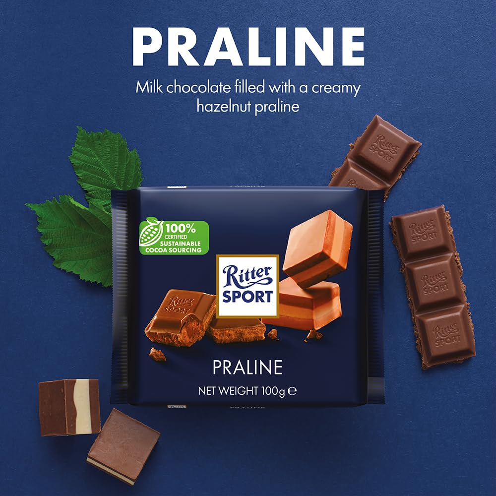 Ritter Sport Praline Milk Chocolate with Hazelnut Paste 100g (Pack of 13) 3