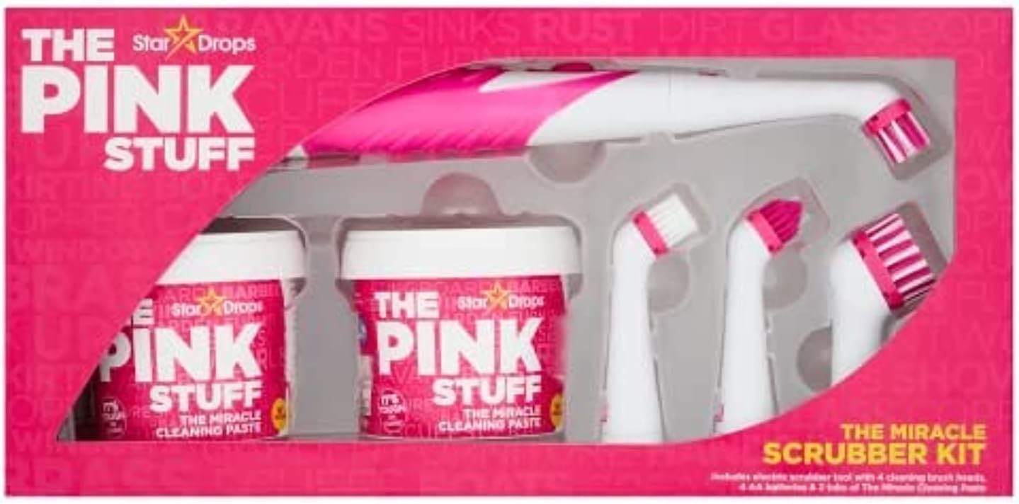 Stardrops - The Pink Stuff Miracle Scrubber Kit with Electric Tool & 4 Brush Heads