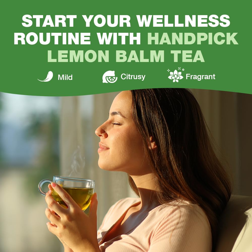 HANDPICK Lemon Balm Tea Bags – 100 Count | Caffeine-Free, Gluten-Free Herbal Tea from India 6