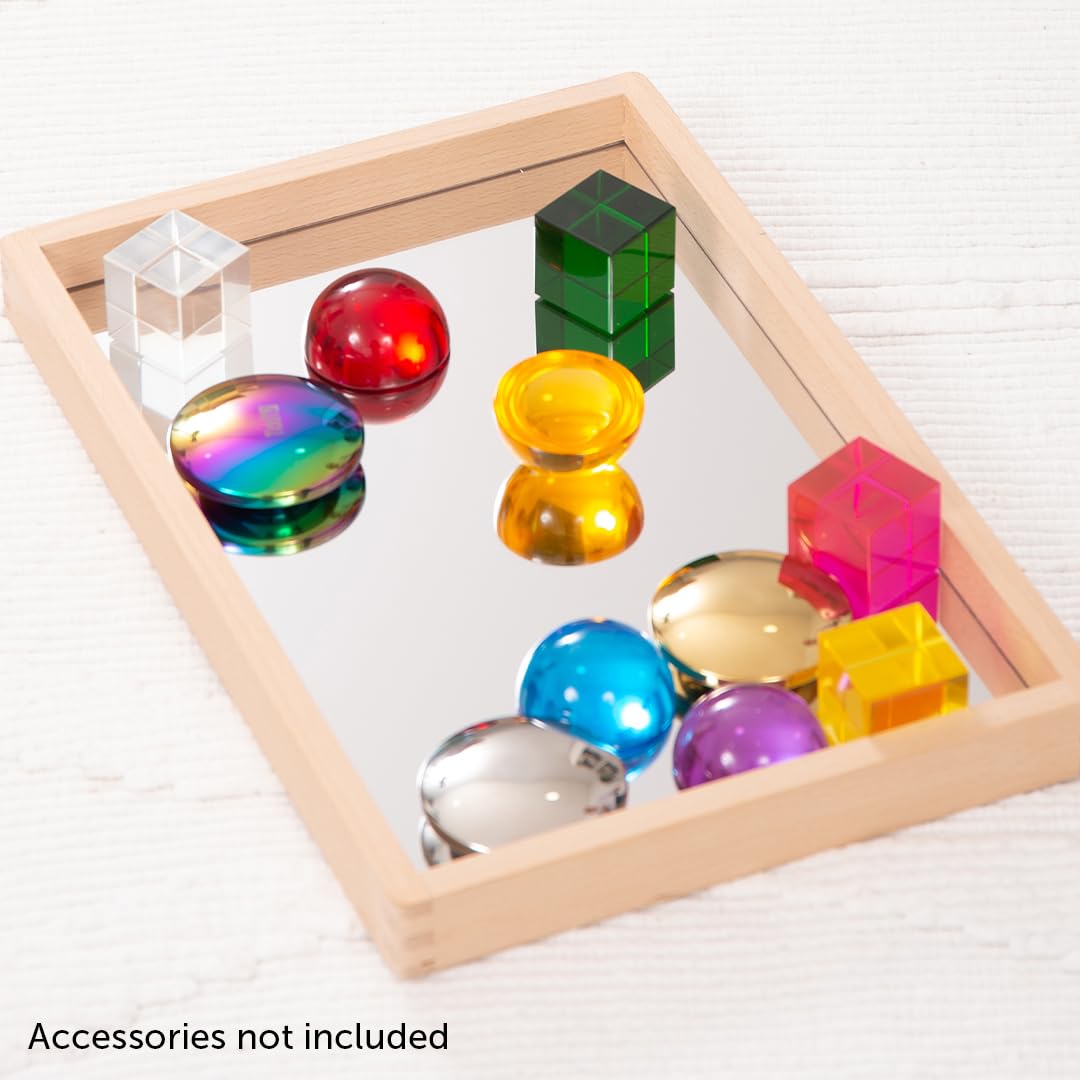 TickiT Small Wooden Mirror Tray - Child-Sized Reflective Sensory Play Tray 6