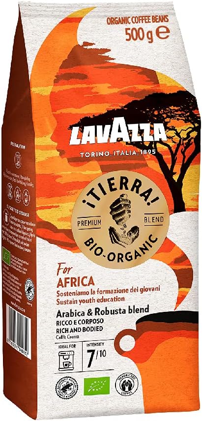 Lavazza Tierra For Africa Organic Arabica Robusta Medium Roast Whole Bean Coffee 500g