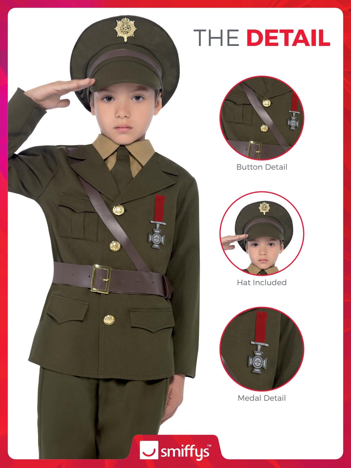 Smiffys Boys Army Officer Costume - World War II Dress Up for Ages 7-12 ( Medium (ages 7-9) 5