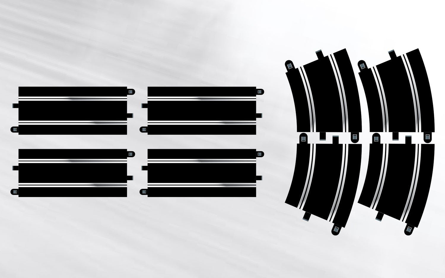 Scalextric C8556 Track Extension Pack 7 - 4x 350mm Straights, 4x Radius 3 Curve 22.5° 5