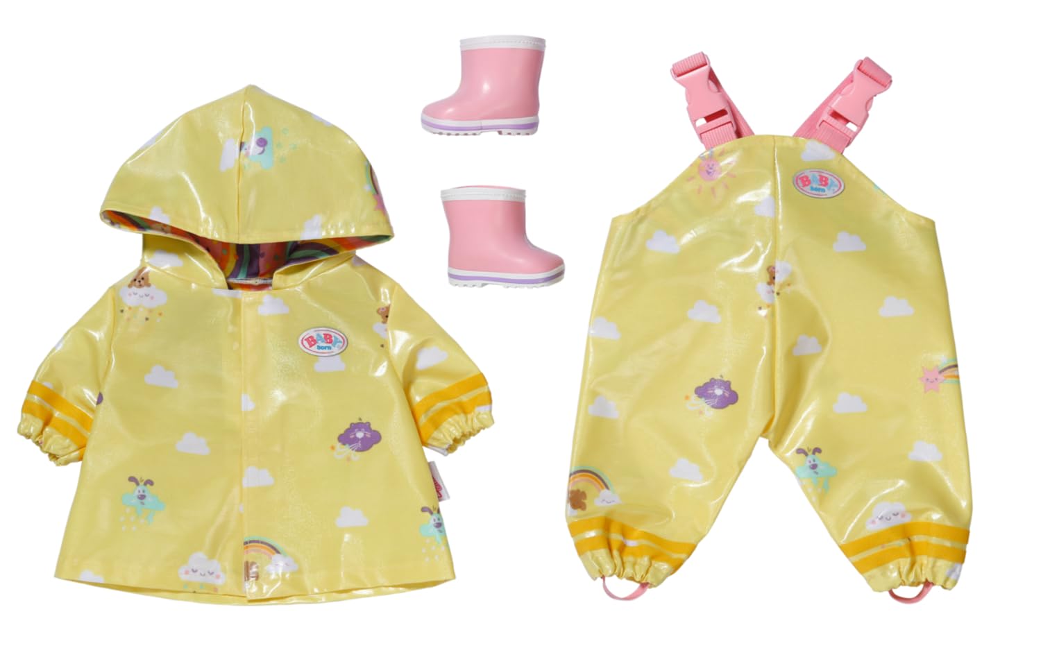 BABY born Deluxe Rain Outfit 836460 - Rain Set with Raincoat, Trousers & Wellington Boots for Dolls up to 43cm