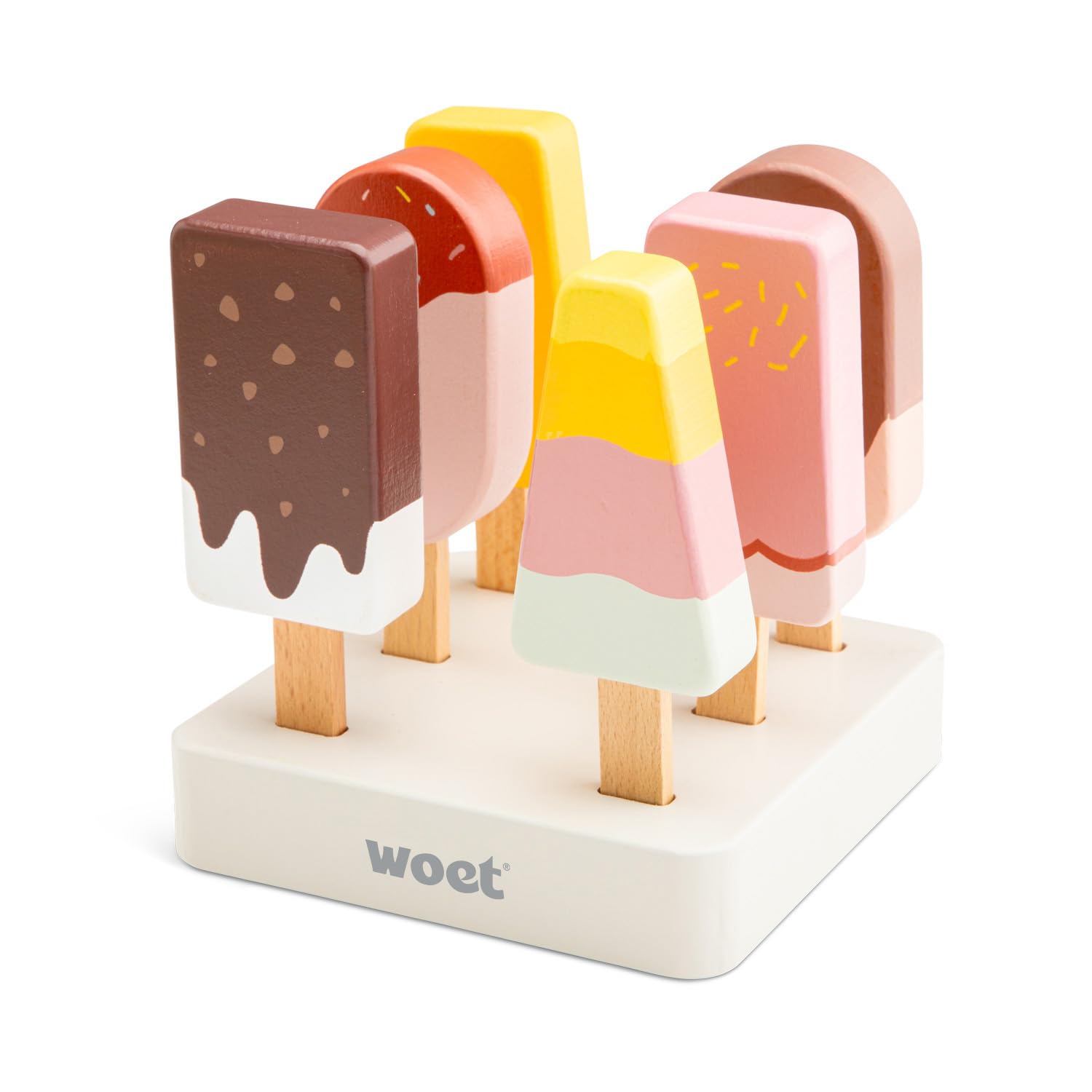 Woet Wooden Ice Cream Play Food Set - FSC-Certified Pretend Role Play Toy for Ages 3+